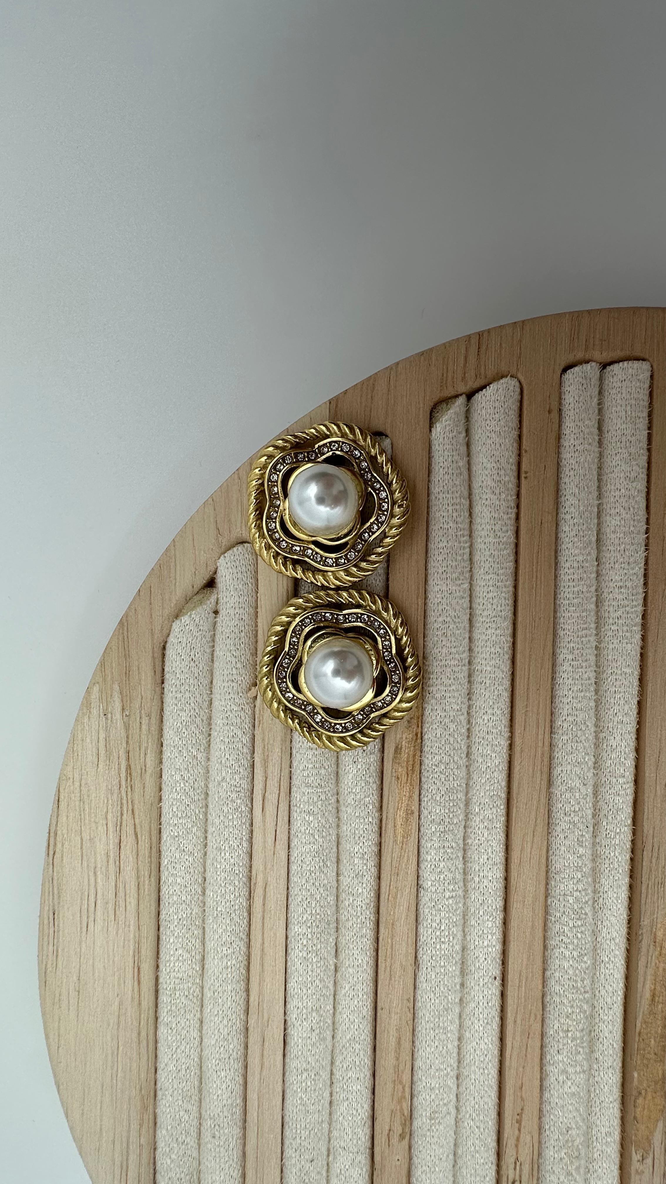  İnci Küpe | Gold Vintage Model